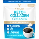 VitaCup Keto + Collagen Coffee Creamer Vanilla Flavor MCT-vel, Collagen Protein, Kókuszvíz, L- Theanine Keto Diet, Kávé használata, Smoothies, & Shakes, Dairy- Free, Gluten- Free, Soy- Free, 10oz