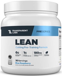 Átlátszó Labs Lean Pre- Edzés - Body Recommendation Pre Edzés férfiak és nők részére Acetyl L- karnitin, Beta Alanine Powder, & PurCaf Organic koffein por - 30 szerváció, Kék málna