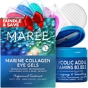 MAREE Skincare Bundle - Eye Gels, Arc Polish - Under Eye Gels for Puffy Eyes & Dark Circles - Glicolic Acid Peel Pad - Marine Collagen & Hyaluronic Acid - Salmonic Acid & Vitamins E, B3, B5