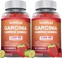 2 Pack Sugar Free Garcinia Cambogia Gumies - 3000mg 95% HCA L- karnitin, energia boost, Strawberry Flavor Gummy Könnyebb, hogy Than Pills & Capsules 120 Counts