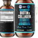 HERBIFY Collagen und Biotin Liquid Drops - Schnellere Absorptionsergänzung für Haarwachstum und stärkere Nägel - Haar Haut und Nägel Vitamine für Frauen und Männer - B7 Supplement - Made in USA