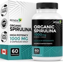 Renew Actives Organic Spirulina 1000MG per 2 kapszula - Superfood for men & women - Supports Energy, Wellness & Immune Function - Gazdag antioxidánsok és tápanyagok - Készült Kanadában - 60 kapszula