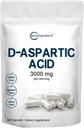 Mikro összetevők D- Aspartic Acid 3,000mg Per Serving, 300 Capprovine 124; Pure DAA for Energy, Testoszteron & Performance Supporting