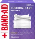 Johnson & Johnson Band- Aid elsősegély termékek Cushion- Care Gaze Pads, 4 X 4 inches, 25 Count (csomag 12)