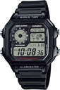 Casio AE1200WH sorozat 124; Men 's Digital Watch desktop 124; 100M WR downstream 124; Multi Alarms downstream 124; 100 SEC Stopwatch downstream 124; Countdown Timer downstream 124; World Map for World Time
