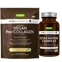 Vegan Vanilla Collagen Protein Powder + Astaxantin Complex Vegan Bundle, Collagen Boosting Forma + Natural 4mg H. Pluvialis Astaxantin for Hair, Skin & Nails, by Igennus
