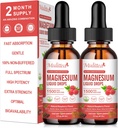 (2 csomag) Magnézium-glicinát folyékony cseppek w / 1500mg Magnézium-glicinát, Taurát, malát, citrát, kalcium-plusz Kálium idegre, csont, szív-egészség és energia Zzz -magas abszorption- málna flavor