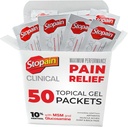 Stopain Pain Relief Clinical Gel Packets, USA Made, Max Strength Fast Activity with MSM, Glucosamine, mentol for Arthritis, Lower Back Sciatica, Knee, Neck HSA FSA Topical Analgetic Products, 50 Pack