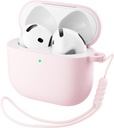 ORNARTO AirPods 4 ügy, Soft Silicone Full Protective Cover LED Látható, kompatibilis AirPods 4. generációs 2024 - Chalk Pink