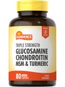 Sundance Glucosamine Chondroitin MSM-mel és Turmeric Department 124; 80 Caplets draft 124; Triple Strength Formula 124; Non-GMO and Gluten Free Supplement