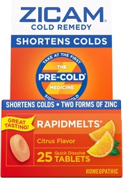 Zicam Cold Remedy Cink Rapidmelts, Citrus Flavor, 25 Count (2-es csomag)