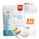 310 Nutrition All- in - One Meal Push Powder w / Shaker Cup Starter Kit - High Protein Fiber Rich Vegan Superfood Blend - Sugar- Free, Keto & Paleo Friendly, Low Carb - Vanilla Creme 14 srv