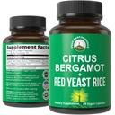 Citrus Bergamot + Red Yeast Rice. 2-in1 kiegészítés. High Strong 10: 1 Bergamot kivonat. Nincs glutén, nulla cukor, vegán kapszula