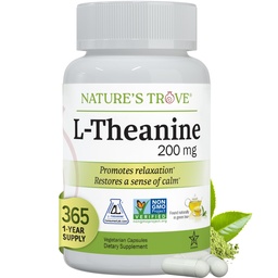 Nature 's Trove L-Theanine 200mg Super Value Size - 365 Vegetáriánus kapszula
