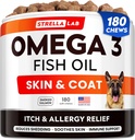 StrellaLab Omega 3 für Hunde - (180Ct) Fish Oil Treats - Allergy & Itch Relief Skin & Coat Supplement - Dry Itchy Skin, Anti Shedding & Hot Spots Behandlung - Pet Salmon Oil Chews - Geräuchertes Lachs Flavor