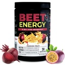 Nutology Beet Energy O2, Pre Workout Powder, Energy, Endurance & Nitric Oxide Booster Beet Powder, Yerba Mate, Adaptogens & Electrolytes, Vegan Pre Workout, Passion Fruit Flavor, 30 Servings