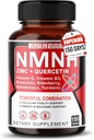 NMNH 600 mg cinkkel, Quercetinnel, D3-vitaminnal, Elderberry & Nattokinázzal - Napi sejtes Wellness & Egészséges öregedés támogatás - 150 kapszula - Készült az USA-ban
