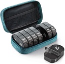 AUVON Canvas Bag Travel Pill Organizer 2 Times egy nap, Nagy AM / PM Heti Pill Box 7 Day Pill Case hordozható Cyan Zipper Cloth Bag tartó kiegészítők, vitaminok és halolaj