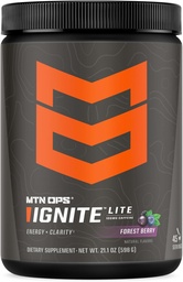 MTN OPS Ignite Lite Energy Drink Powder Gluten Free Nitric Oxide Supplement Drink Mix, L Arginine, L Citrulline, koffein & Nootropic Sugar Free Drink Mix, 45 szervizek, Forest Berry