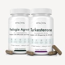 Fadogia Agrestis 600mg + Turkesterone 500mg Bundle (2X More Pure - 20% Std Extract) (3X Absorbency BioPerine & Hydroxipropil- Beta - Cyclodextrin) Támogatja az egészséges izom helyreállítását, Stamina - Vegan