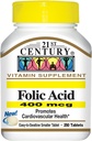 21. Century Folic Acid 400 µg tabletta, 250- Count (2 darabos csomag)