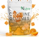 Kreatin Monohydrate Gummi - 5g kaubare Monohydrat-Gummy für Männer & Frauen - Erhöhung der Stärke, Muskelaufbau - Boosts Energy & Focus - Niedrige Kalorien, Vegan & Gluten frei | 90 Graf Citrus