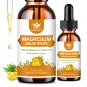 Magnézium-glicinát folyékony cseppek Citrát & Taurát - Cognition, Izom & Fókusz, Folyékony magnézium komplex kiegészítés D3-vitamin, GABA, L-teanin, ananász aroma - 1 Fl Oz (2 csomag)