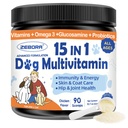 ZEBORA kutya multivitamin por glükozamin, kutya vitaminok és kiegészítők immunszupportív, bőr és öltöny kiegészítés Omega 3 allergia enyhítésére, probiotikumok emésztési & Gut egészség