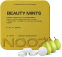 NOOZ Beauty Mints - Sugar-Free Biotin Mint für Glowing Skin, Gesunde Haare & starke Nägel - Juicy Pear Flavor | Travel-Friendly Supplement mit Antioxidantien, Vitamin C, B6 & B12 | Non-GMO, 25 Mints