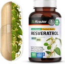 BIO KRAUTER Resveratrol Supplement Capsules 600 mg - 100 Count - Natural Antioxidant Source - 98% Tiszta Trans Resveratrol Powder - Vegan