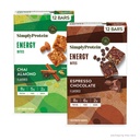Egyszerűen fehérje - Energy Bites Variety Pack, 24 Bár - Növényalapú koffein Squares - 55mg koffein - Energy Boost - 8g protein, 2g Cukor, 5- 6g Fiber, 120- 130 kalória - Vegán, glutén mentes, nem GMO