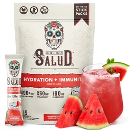 Salud 2- in1 Hydration and Immunity Electrolites Powder, Görögdinnye Margarita - 15 Servings, Agua Fresca Drink Mix, Elderberry, Dairy & Soy Free, Non-GMO, Gluten Free, Vegan, Alacsony kalóriatartalmú, 1G Sugar