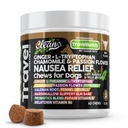 Travel Chews Nausea Relief for Dogs A124; Ginger L- Tryptophan Chamomile Passion Flower L- Theanine Peppermint Valerian Root Fennel Licorice Root Marshmallow Root Slippery Elm Melatonin Chew