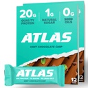 Atlas Protein Bar, 20g Protein, 1 g Sugar, Clean Ingredients, Gluten Free, Menta Chocolate Chip (12 gróf, 2-es csomag)