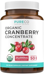 Organic Cranberry Extract Capsules - Super 50X Potency Cranberry Pills for Women to Support Urinary Tract Bladder and Kidney - Vegan Non-GMO USDA Organic & North American Sourced (4 hónap ellátás)