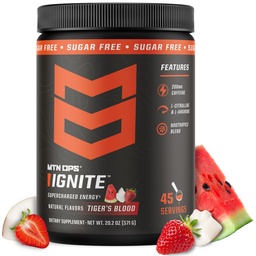 MTN OPS Ignite Energy Drink Powder, Gluten Free Nootropic Supplement Drink Mix, L Arginine, L Citrulline, koffein & Nootropic Sugar Free Drink Mix, 45 szervizek, Tigris vére