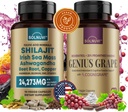 Kognitív Wellness Bundle - Resveratrol Complex & Shilajit Fulvic Acid Ásványok - Sea Moss, Ashwagandha, Klinikailag tesztelt Kognwreat Red Grape kivonat - Non-GMO, Gluten- mentes, Vegán kiegészítés