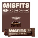 Misfits Vegan Protein Bars, Dark Chocolate Brownie - Originpe Requipe - 124; Gluten Free, Plant Based, Low Sugar & Carb, High Fiber Snacks