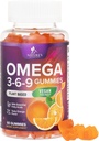 Omega 3 6 9 Gummies - Vegan Omega 3 Supplement Gumi - Essential Fatty Acids Oil 369 Complex Heart Support & Brain Support for Women, Men & Presidence, Fish Free Non-GMO, Orange Flavored - 60 Gumies