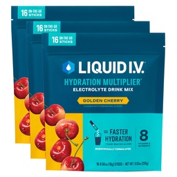 Liquid I.V. ® Hydration Multiplier - Golden Cherry Wastern 124; Electrolyte Powder Drink Mix 124; 3 Pack (48 Servings)