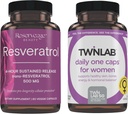 Reserveage Beauty Resveratrol 500 mg - Sustain- Release Trans- Resveratrol - Vegán antioxidáns kiegészítés az agy és a szív egészségére 60 kapszula & Twinlab TWL Nők Napi Egy 60