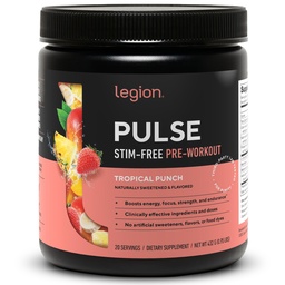LEGION Impulzus előedzés kiegészítés - All Natural Nitric Oxide Pretosuring Drink to Boost Energy, Creatine Free, Naturally Sweared, Beta Alanine, Citrulline, Alpha GPC (koffein mentes trópusi puncs)