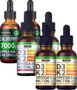 NUSAVA Strawberry ízesített D3 K2 cseppek, Vanilla ízesített D3 K2 cseppek, & klorofill folyékony cseppek bundle - erős folyékony vitaminok a szív, ízület, energia, & Immun Support - Non-GMO, gluténmentes, 2pk