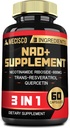 3in1 NAD + kiegészítés 1200Mg - Nikotinamid Ribozid Trans Resveratrol & Quercetin - Celluláris aktivitás, Immun, Öregedés Egészség - 60 Count Supply 30 napig