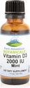 Tiszta hegyi botanikai ízesített D-vitamin cseppek - Menta ízesített folyadék D3-2000iu vitamin per szerving - 1oz palack