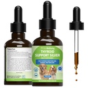 Pet Wellbeing Thyroid Support Silver kutyáknak - Támogatja kiegyensúlyozott pajzsmirigy funkció, egészséges anyagcsere, normál energia, Ashwagandha, Bacopa - Veterinarian- Formulált gyógynövény kiegészítés 2 oz (59 ml)