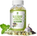 Lukaree Oregano Oil Capsules with Black Seed Oil, Fokhagyma olaj, D3 E-vitamin, 99% magas koncentrációjú karvakrol - Antioxidáns, Immune & Digestive Supply *, 120 Softgels Caps, 60 napos ellátás, nem GMO
