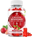 Kreatin-monohidrát gumik a férfiak és nők számára, rágószerek kreatin-monohidrát izomerő, izom építő, energia boost, cukormentes, vegán, eperflavor-60