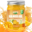 ACEYO (12 OZ) Ír tengeri moha gél nyers vegán mangó ananász Flavor 102 Vitaminok és ásványok vadon termesztett nem GMO immunvédelmi booster pajzsmirigy emésztési támogatás