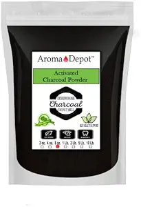 Aroma Depot 8 oz. Kókusz aktivált kőszén por - Támogatja az egészséget, Vegán, Non-GMO, Nincs adalék, Élelmiszer osztály, Fogfehérítő por, Charcoin az arcmosáshoz, és szappan készítés. (8 oz.)